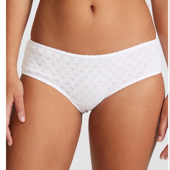 PINK White Heart Pointelle Cotton Cheeky Panty - Picture 1 of 3